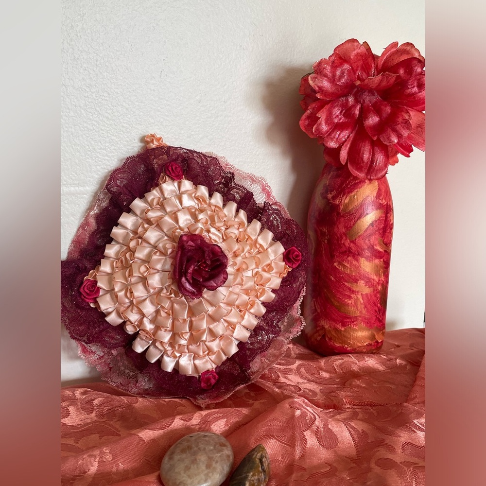Hand Crafted Blossoms&Petals Of Mystique GypsyBottle&Pillow Set